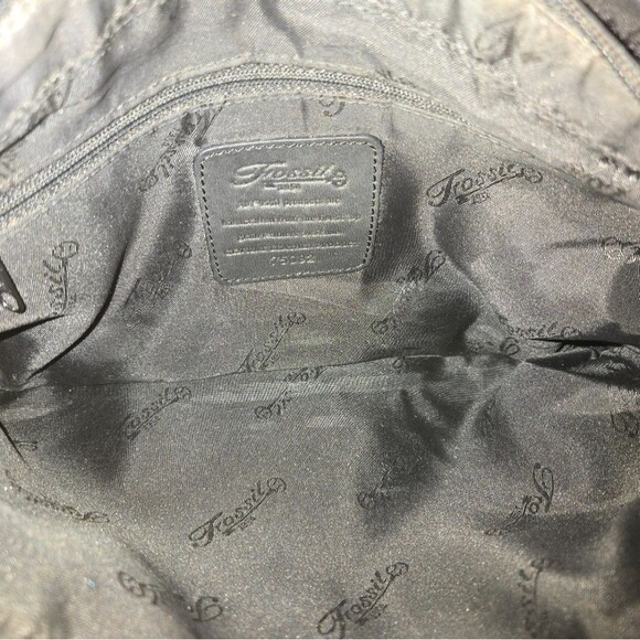 Fossil Vintage 75082 Black Leather Multi-Pocket Utility Shoulder Bag 11"X9"X3.5" - Picture 10 of 12